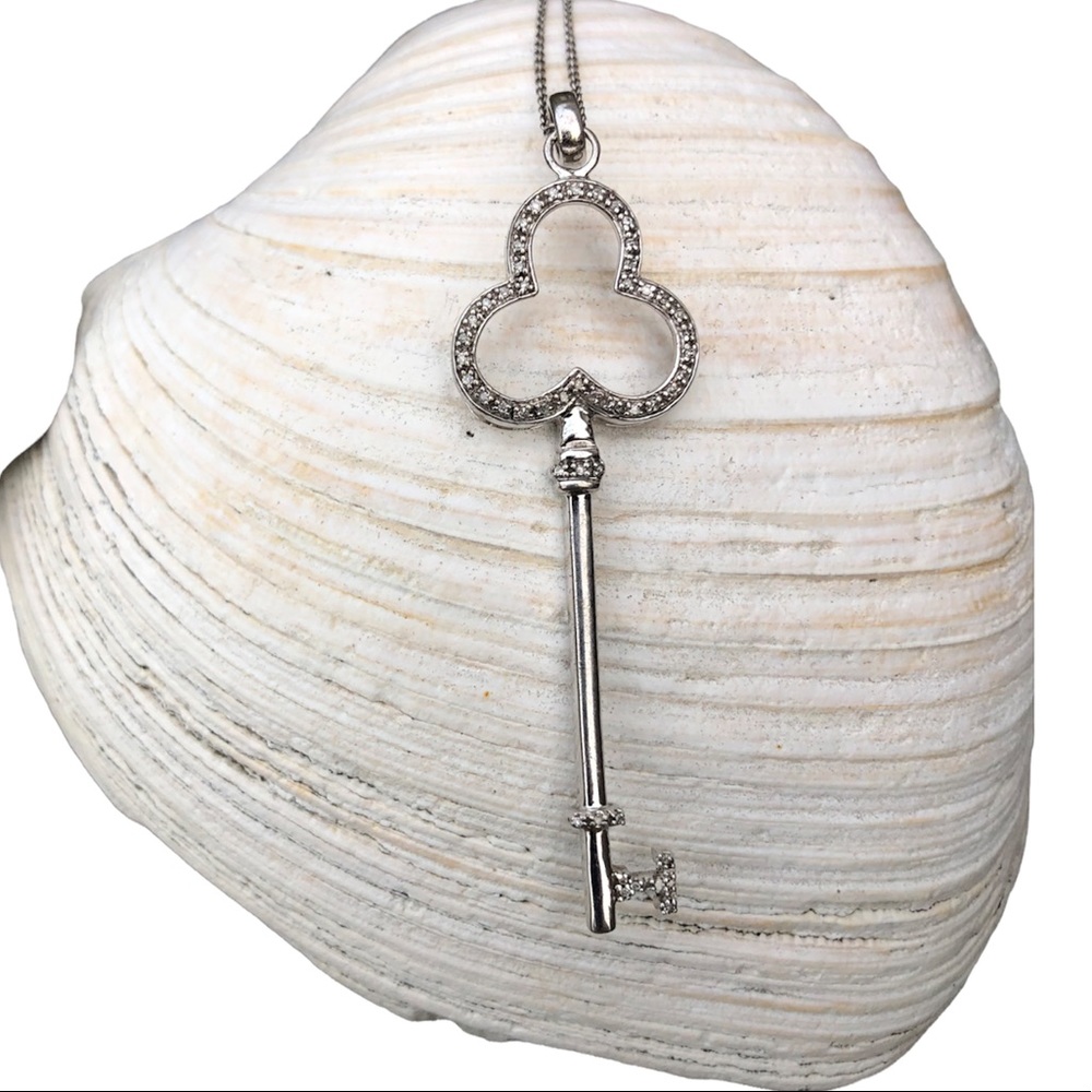 Large Diamond Key Pendant Necklace